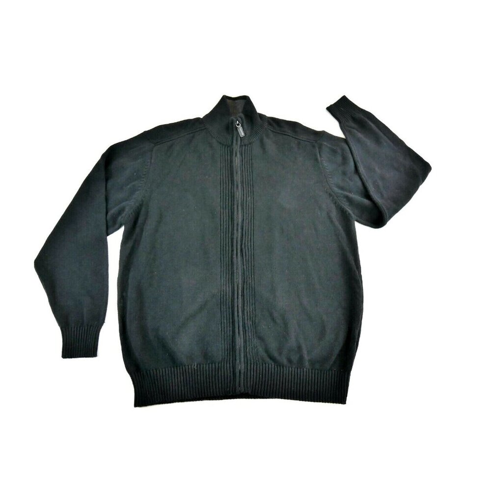 Oscar De La Renta Black Full Zip Cardigan Sweater 100% Cotton Mens Size X Large